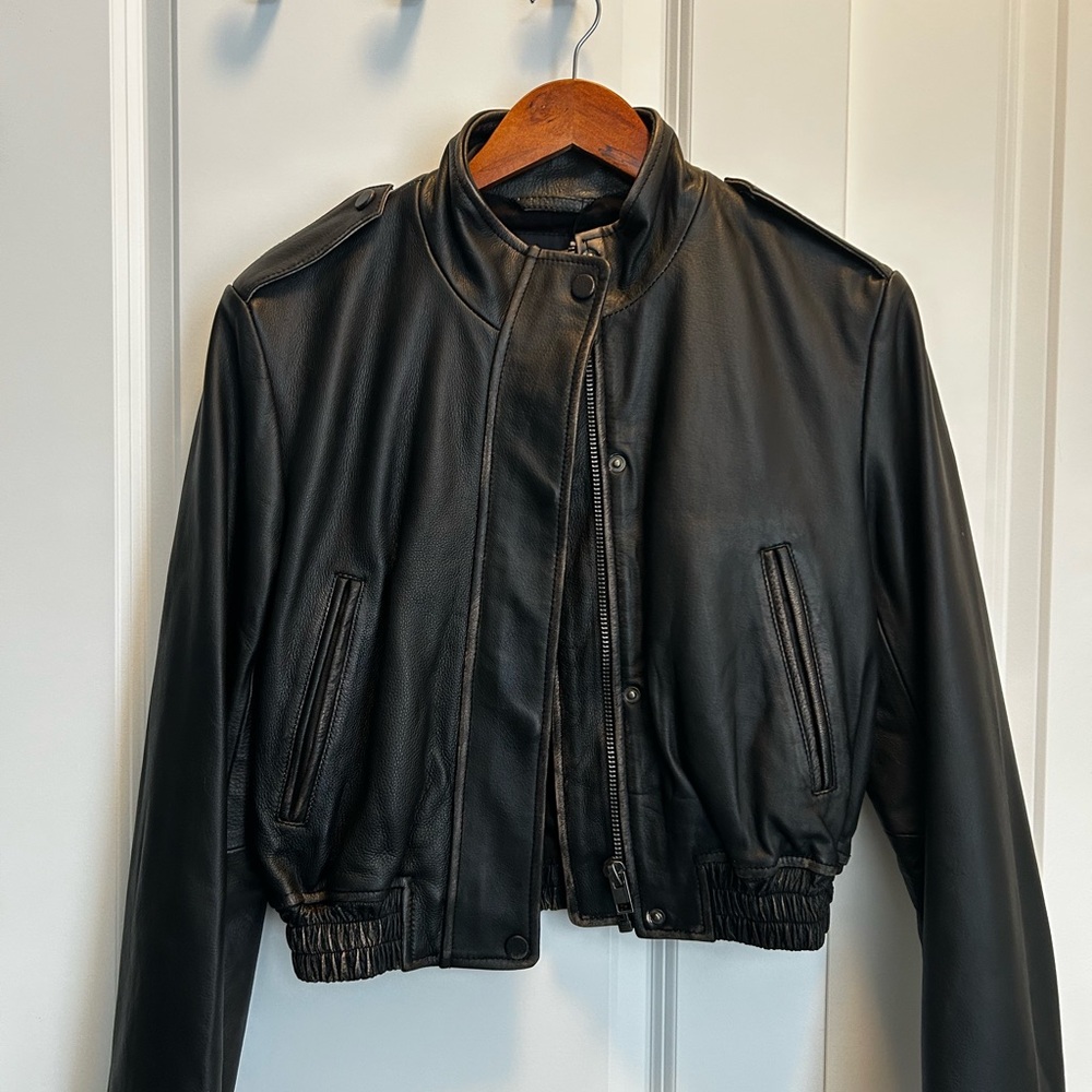 Zara distressed leather jacket. 100% leather